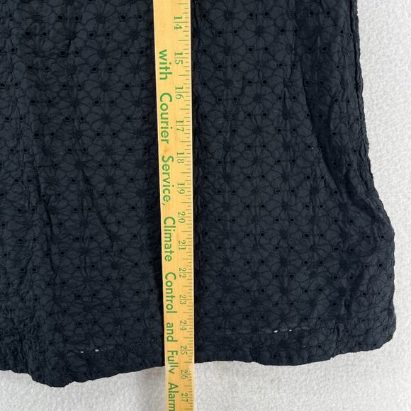 UNIQLO Tank Top Womens XL Floral Eyelet Embroidered Sleeveless Shell Black - Picture 12 of 13